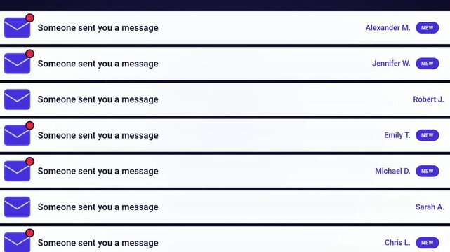 Message notification alert showing unread email inbox in a modern digital user interface design