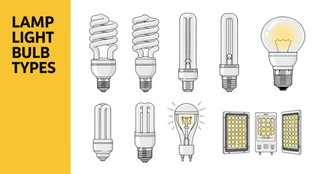 Lamp Light Bulb Types Icon Set