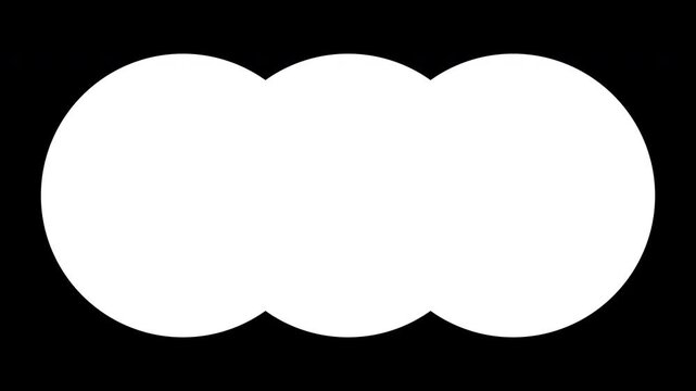 Shape made of 3 Circles Film Matte Overlay Animation. Cartoon Cloud Film Frame. Geometric design symbol border.