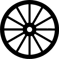 Fototapeta premium Antique wooden wagon wheel silhouette