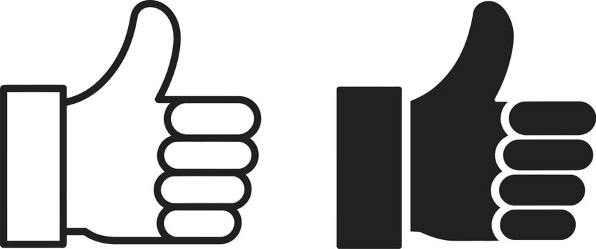 Thumb up icon, like hand sign vector illustration with modern flat style for approval, rating, and social feedback interface design