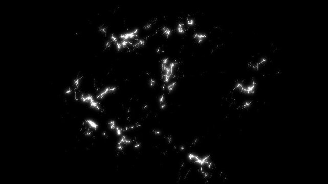 Bright white electric lightning bolt striking across, abstract red lightning energy background with glowing electric patterns and power texture, VFX compositing. Isolated on black background. 4k video