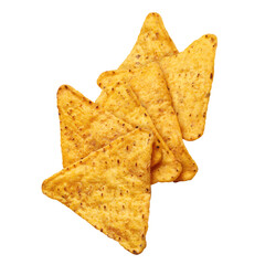 Fototapeta premium Nacho tortilla chips, isolated on cutout transparent background