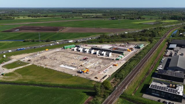 Aerial View of High Voltage Substation and Grid Reinforcement