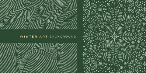 watercolor pine branch pattern in cool teal and gray seamless winter art background © Tapas