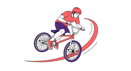 Obraz premium Young boy performing trick on bmx bike, dynamic action, isolated on white background