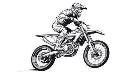 Motocross Rider on Dirt Bike - Dynamic Action Illustration © manis