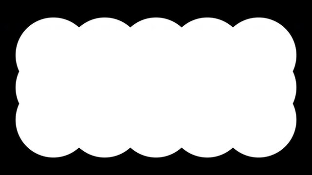 Shape made by Circles Film Matte Overlay Animation. Cartoon Cloud Film Frame. Geometric design border. 4K Seamless loop.