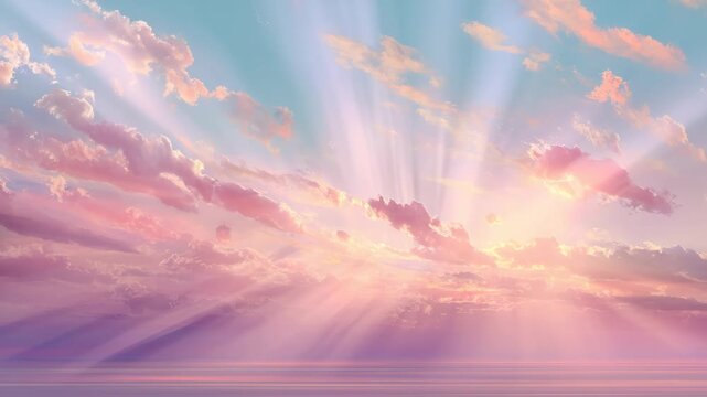 Sunset ocean horizon sunrays sea sky seascape 4k background