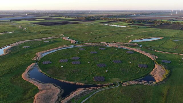 Circular lofar radio telescope aerial view