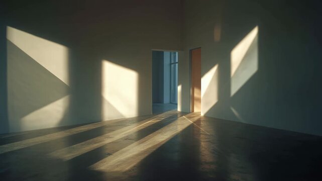 Sunlight window shadows empty room modern interior minimal architecture