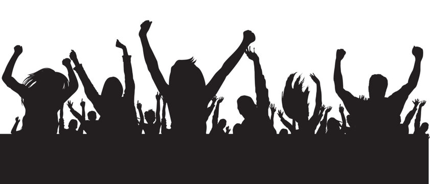 Grass and flower silhouettes concert crowd dancing party vector illustration
