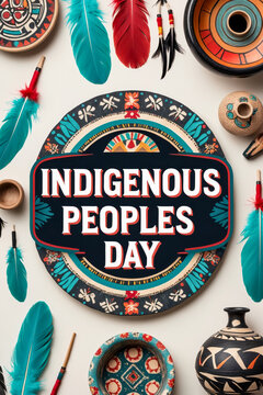 Banner poster postcard tradition culture holiday indigenous native ethnic peoples day AI Generative