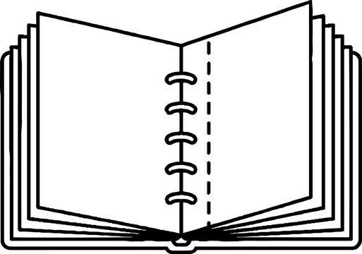 Detailed open ring binder with multiple pages