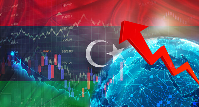 Global financial growth with Libya flag. Financial growth with Libya flag on economic background