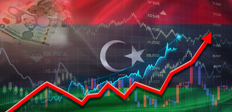 Libya financial growth on market graph. Libya economic growth on financial graph background