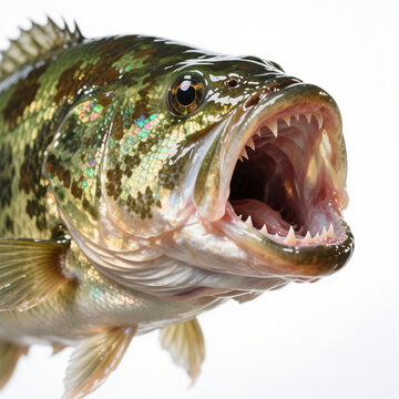 Large mouth bass fish with open mouth