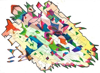 Fototapeta premium abstract background made of colorful splashes hand drawn and colored