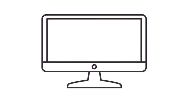 Minimalist line art icon of a computer monitor screen for digital technology and desktop computing concepts