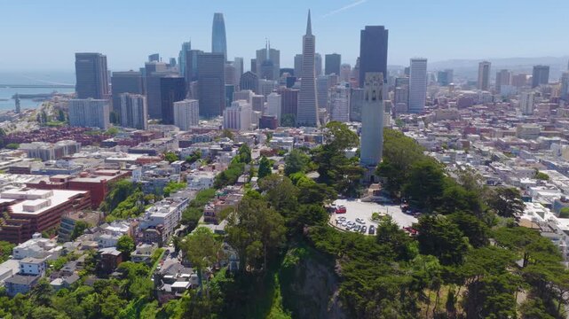 San Francisco Telegraph Hill Rotating With Coit Tower and Skyline