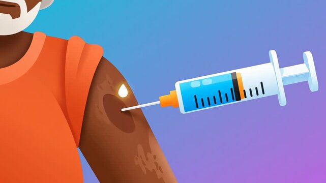 Doctor Giving Syringe Vaccine Injection To Patient Arm Hand Shoulder Cartoon 2D Flat Animation