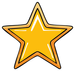 Obraz premium Stylized Golden Star with Orange Outline Decorative Festive Element