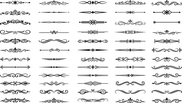 Ornate floral dividers decorative vintage flourishes elegant ornament border collection.