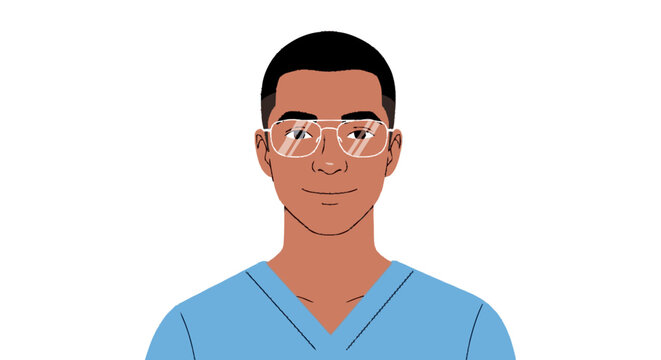 Young man wearing glasses on white background