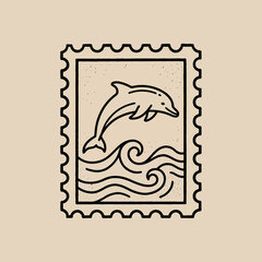 Obraz premium Dolphin jumping out of water illustration.