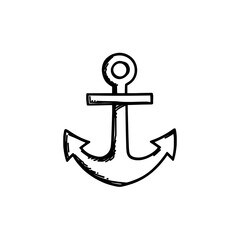 Sunken anchor icon logo design. Nautical marine sign and symbol. Hand drawn anchor icon. Boat and sailing equipment. © Salma