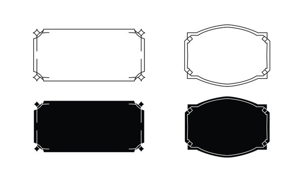 Vintage Frame Icon Set &ndash; Ornamental Label Outline and Silhouette Vector for Decorative, Branding, and Graphic Design