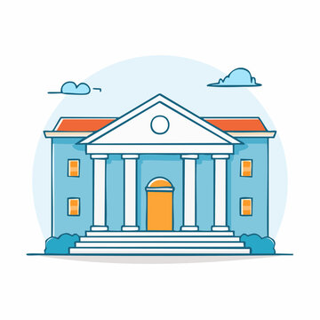 Illustration of a Classical Building with Columns and Pediment