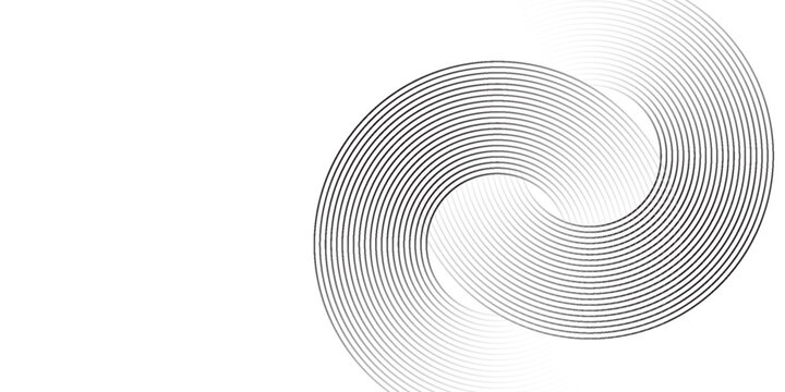 Abstract gold circle lines on dark background. Geometric stripe line art design.
