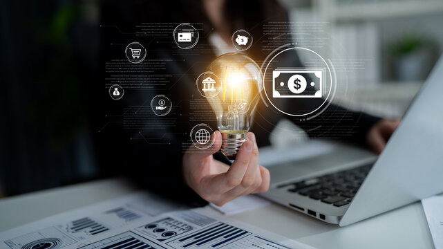 A fintech concept showing a network of digital banking services. This includes secure online payments, global transactions, and e-commerce for the modern financial system. Fermion