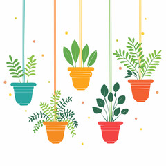 Fototapeta premium Hanging Potted Plants Illustration