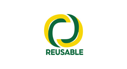 Fototapeta premium Eco-friendly symbol emphasizing sustainability and reusability with vibrant green and yellow design
