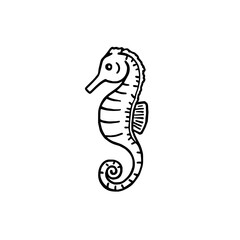 Fototapeta premium Seahorse icon logo design. Hand drawn seahorse sign and symbol. Doodle seahorse icon. Sea life illustration for kids or beach decor.