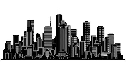 Fototapeta premium Houston City Skyline Silhouette Vector Illustration