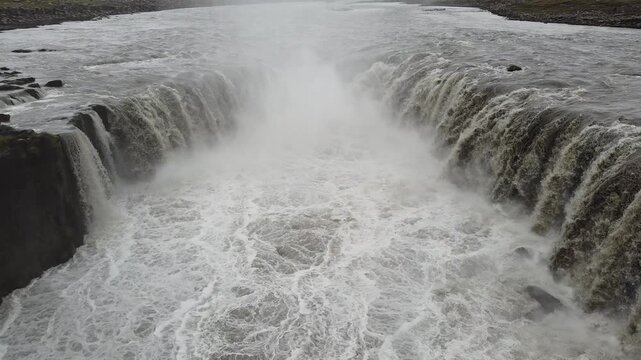 Pull Back Shot on Dettifoss Waterfall Iceland