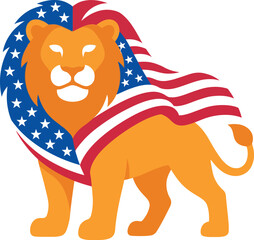 American lion with flag mane standing proudly isolated on white background © SAYEDAJANNATUL