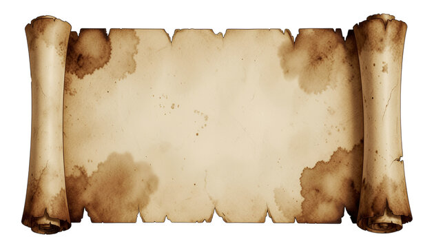 Old Historical Manuscript Scroll Texture Transparent Background.