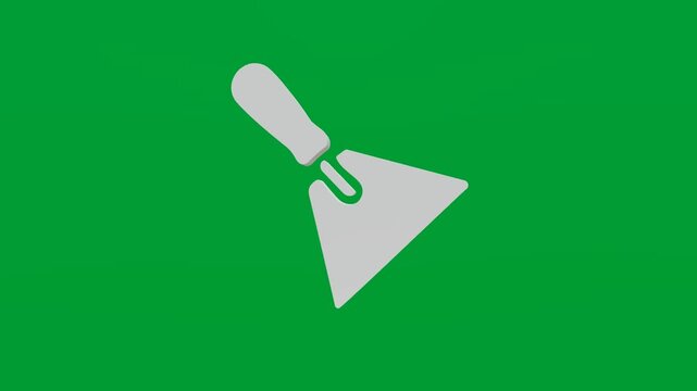 3D render of spatula plasterer icon on chroma key green screen background