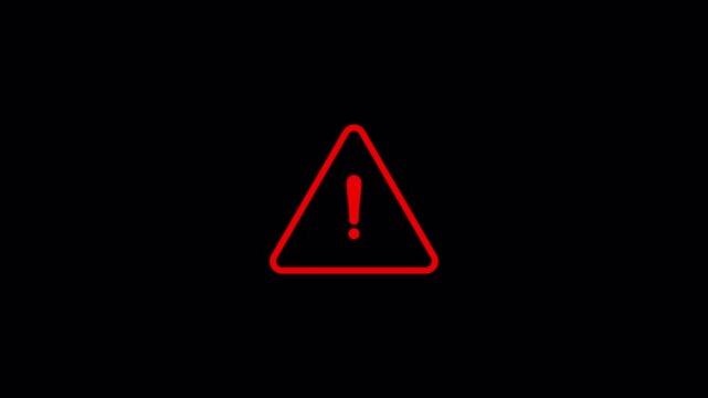 Warning Triangle Sign Animation with Exclamation Mark Safety Alert Symbol animation on transparent background, Warning attention icon signal , risk , danger road warning sign animation in 4k.
