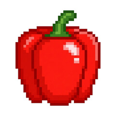 Fototapeta premium Pixel Art Red Bell Pepper Icon - Retro 8-Bit Vegetable Food Icon