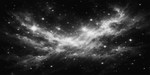Starry night sky and space galaxy background with stars, nebula, clouds and cosmic universe illustration © Rehaan