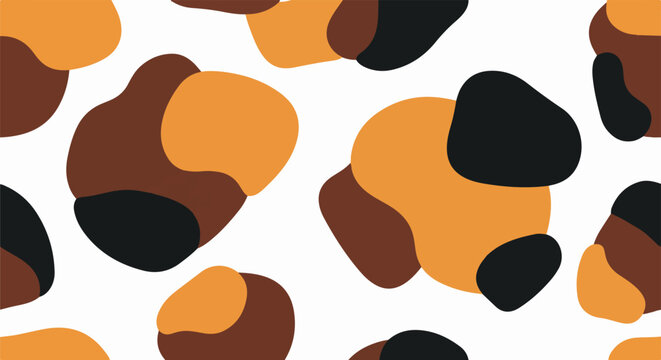 Abstract pattern of organic shapes in earthy tones and black on white