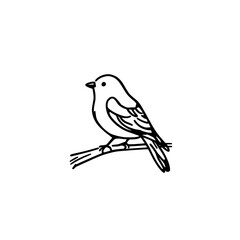 Fototapeta premium Small bird on branch icon logo design. Bird sitting on tree branch sign and symbol. Small bird icon. Nature and wildlife element.