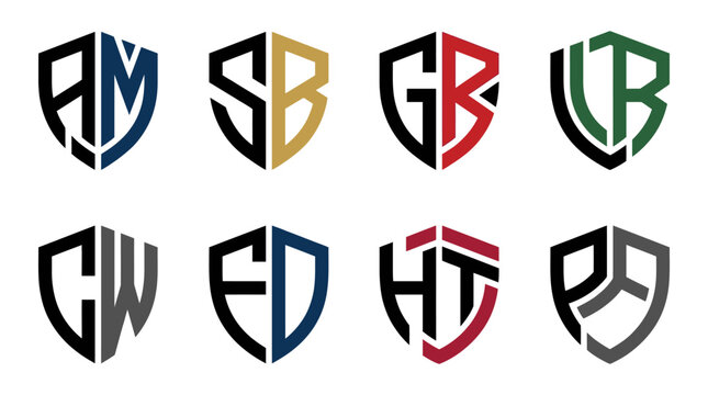 Colorful Shield Logos With Letters.