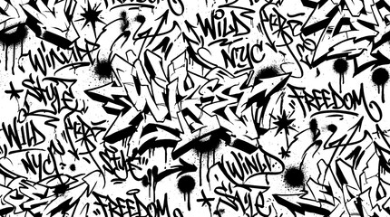 Vibrant graffiti street art covers urban wall with freedom message © Sentimental Visual