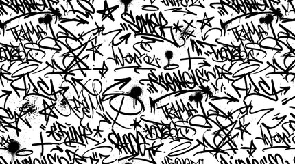 Graffiti street art covers the urban wall with colorful murals and tags © Sentimental Visual